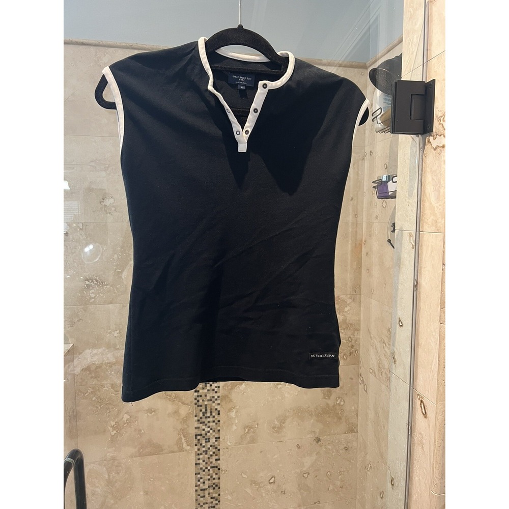 Burberry Golf Women's Size Small Sleeveless Top Black White Logo on Front